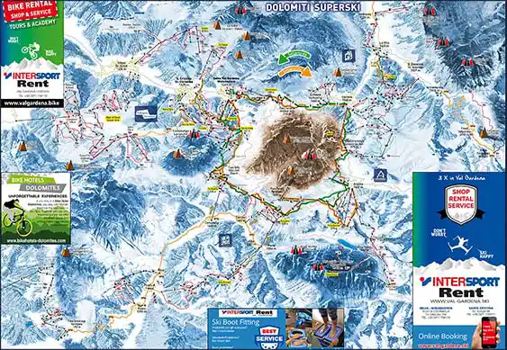 CARTINA SCIISTICA E MAPPA PISTE DOLOMITI SUPERSKI