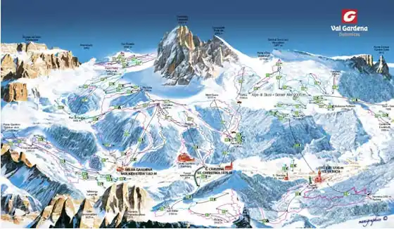 VAL GARDENA - ALPE DI SIUSI SKI MAP AND SLOPE MAP