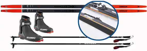 skating-langlauski Skis, boots and cross-country poles for the skating technique