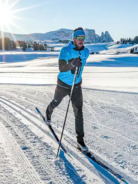 cross-country skier practicing classic technique