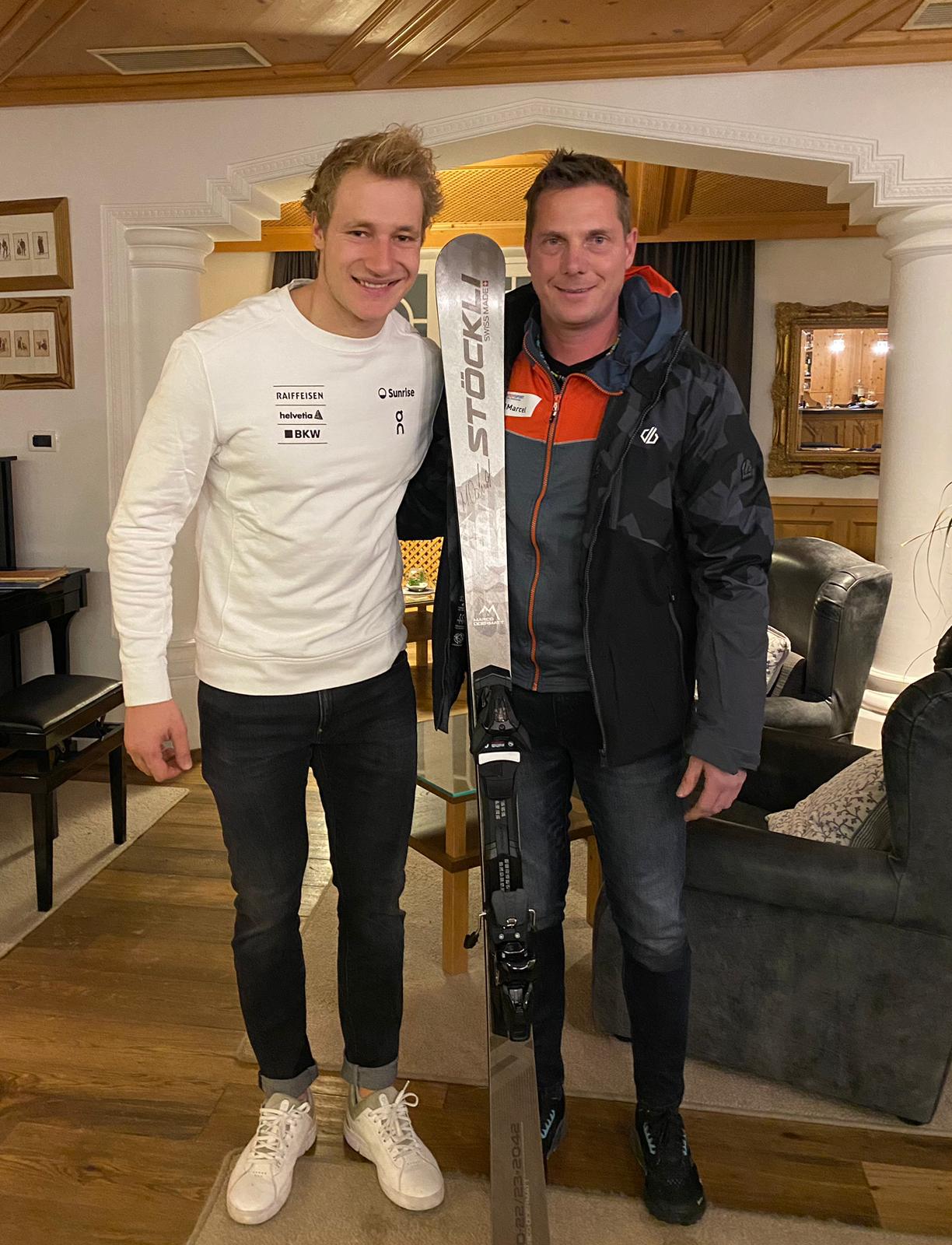 Marco Odermatt with Intersport Val gardena owner