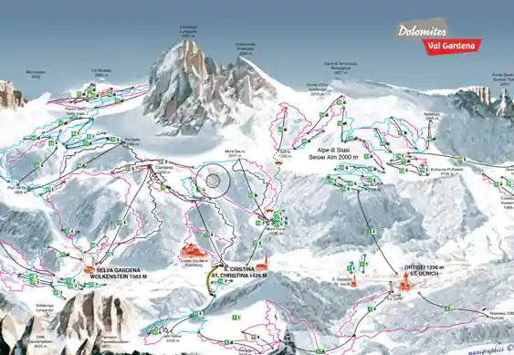 ski slope map Val Gardena - Alpe di Siusi