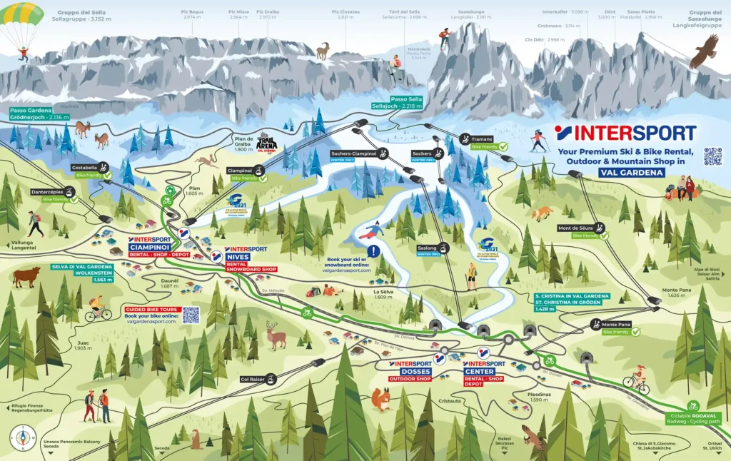 Intersport Val Gardena Network - summer and winter map