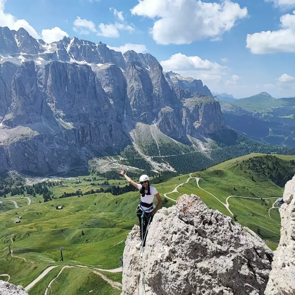in-cima-alla-ferrata-piccolo-cir on top on ferrata Piccolo Cir - Val Gardena